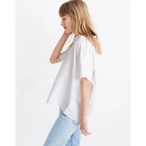 Madewell Park Popover Shirt - White S - Picture 2 of 7